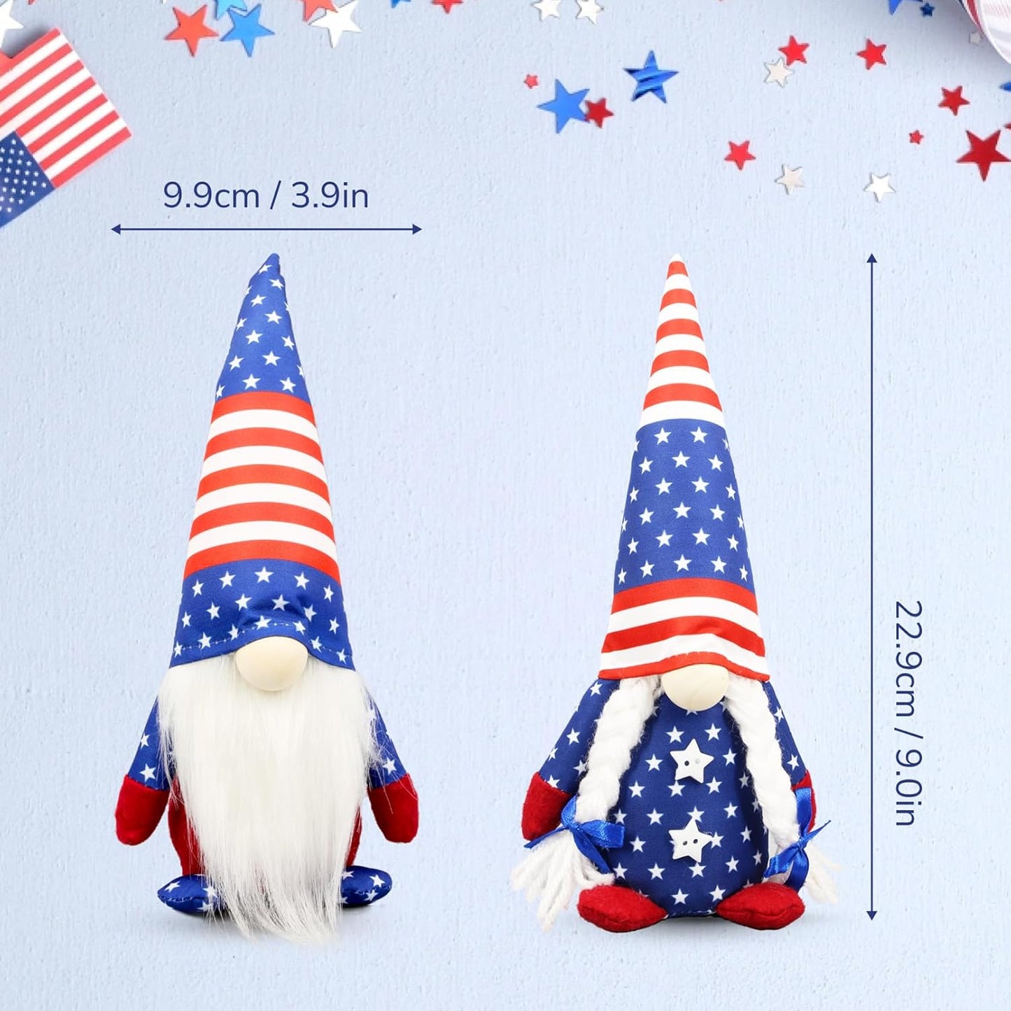Skiennix 4th of July Gnomes - Patriotic USA Home Decor | Red, White & Blue Figurines for Indoor Use