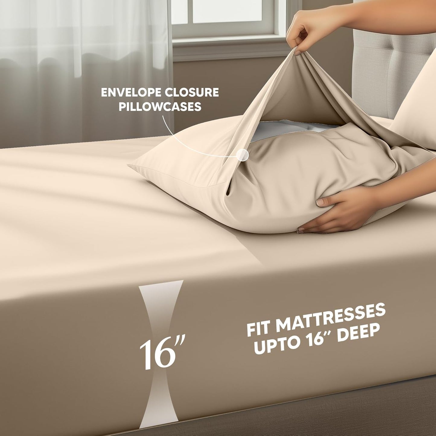 Utopia Bedding Twin Sheet Set - Soft, Breathable Microfiber 3-Piece Bed Sheets | Oeko-Tex Certified (Sand)