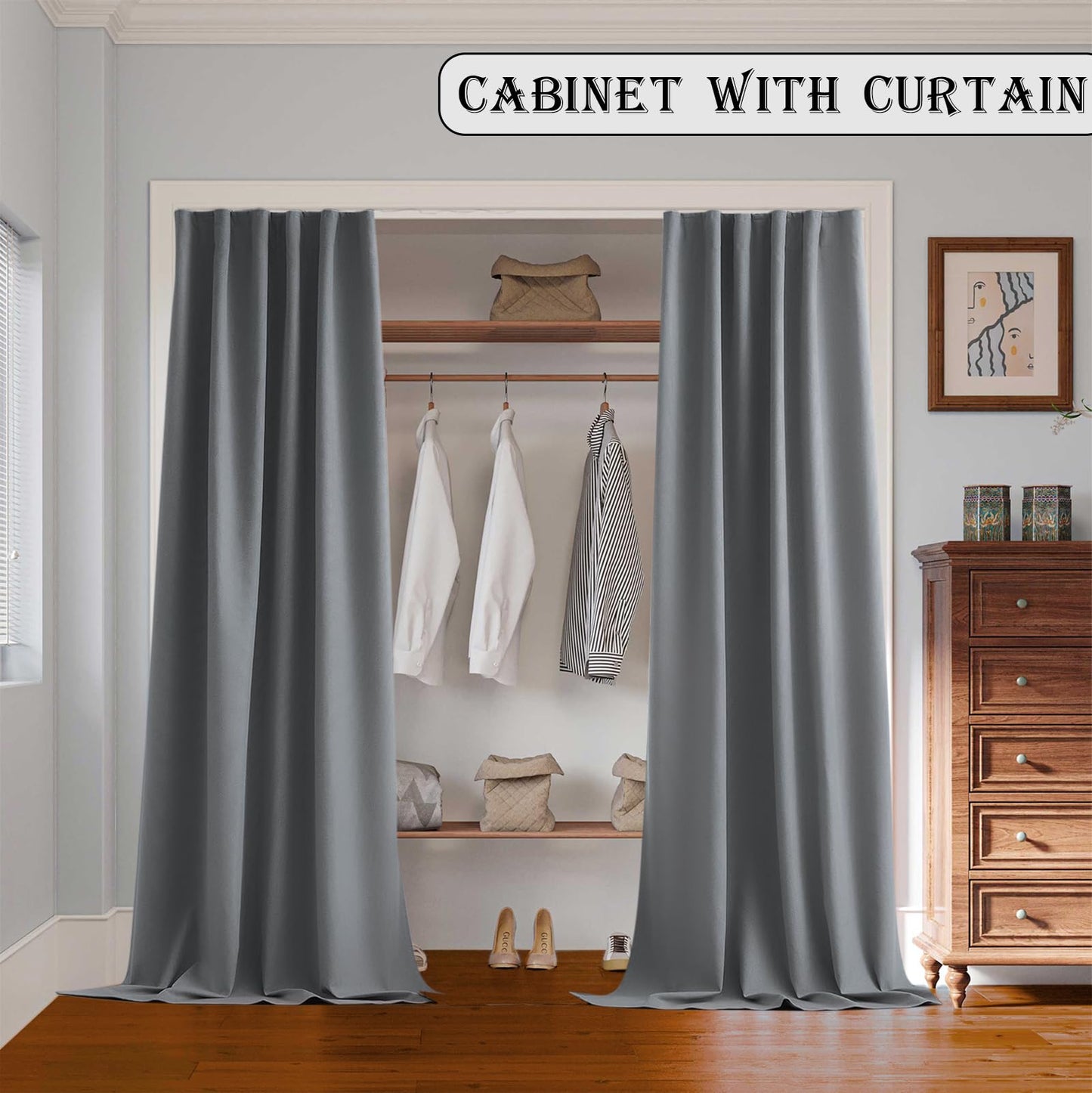 RoomDarkning Room Divider Curtains with Ceiling Track, 95% Blackout Heavy Track Ceiling Curtains Noise Reduction Privacy Curtain Track System Kits, 10 ft Wide x 9 ft Tall, Grey, 1 Panel
