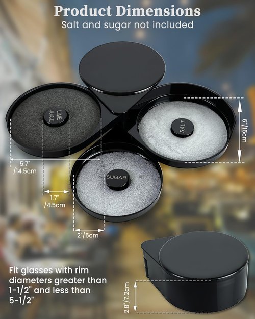 DUPDMKIN Margarita Salt Rimmer Set, 3-Tier Salt Rimmer for Cocktails with 3 Sponges, Bar Glass Rimmer Tool for Lime, Sugar and Salt