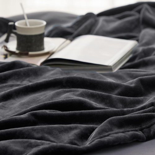 Bedsure GentleSoft Fleece Blanket - Cozy Lightweight Plush Twin Size Dark Grey, 60x80 Inches