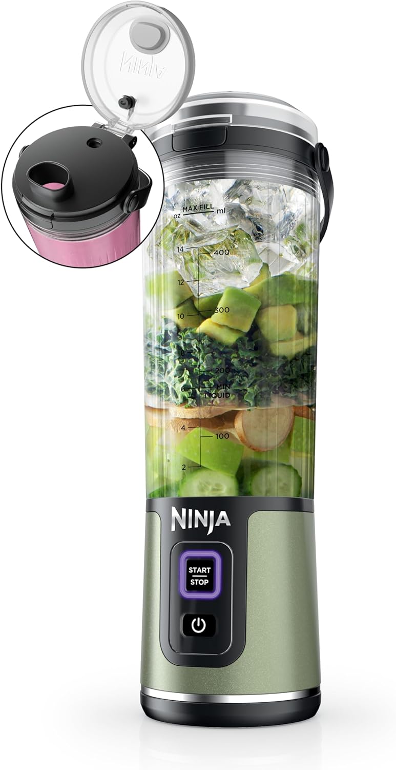 Ninja Blast Portable Blender - Cordless 18oz Personal Blender for Shakes & Smoothies | BPA-Free, Leakproof Lid, USB-C Rechargeable, Olive Green