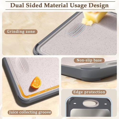 GUANCI Stainless Steel Cutting Board - Double-Sided Food-Grade Design | Easy to Clean, Small 14” x 9.6”
