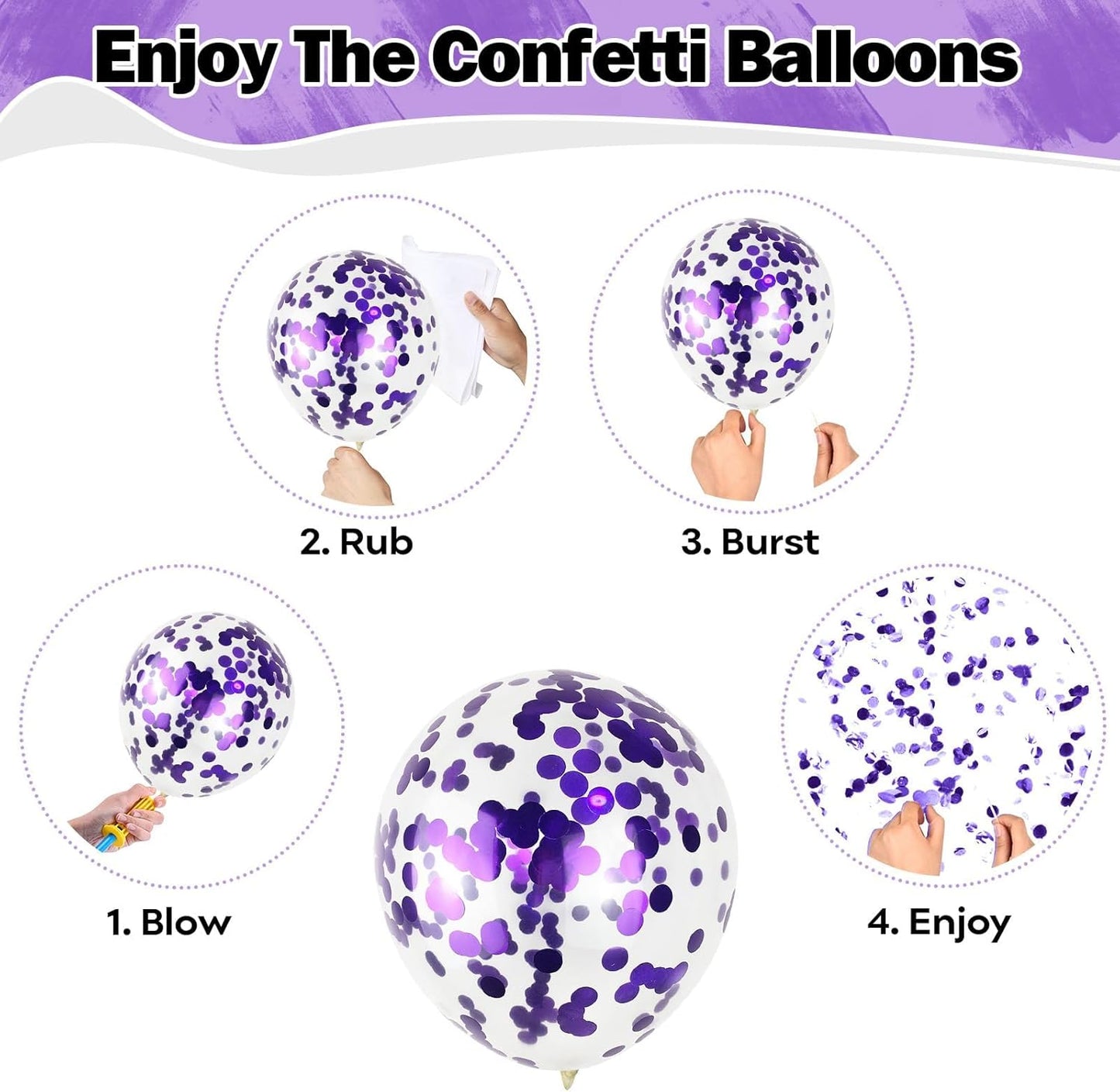 Purple Pink Balloons - 12 Inch Mermaid Halloween Set | 35 Pcs with Metallic Confetti for Parties
