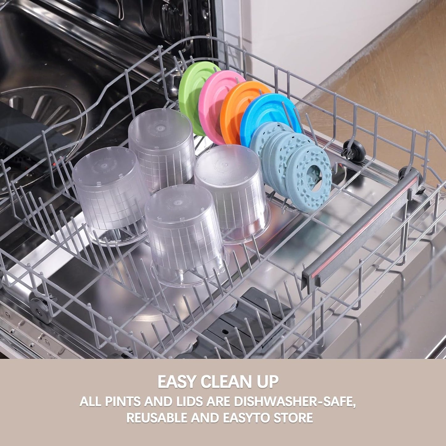 QVN Creami Pints - 4 Pack 16 oz Containers with Tight Sealing & Anti-Slip | Compatible with NC299AMZ & NC300 Series