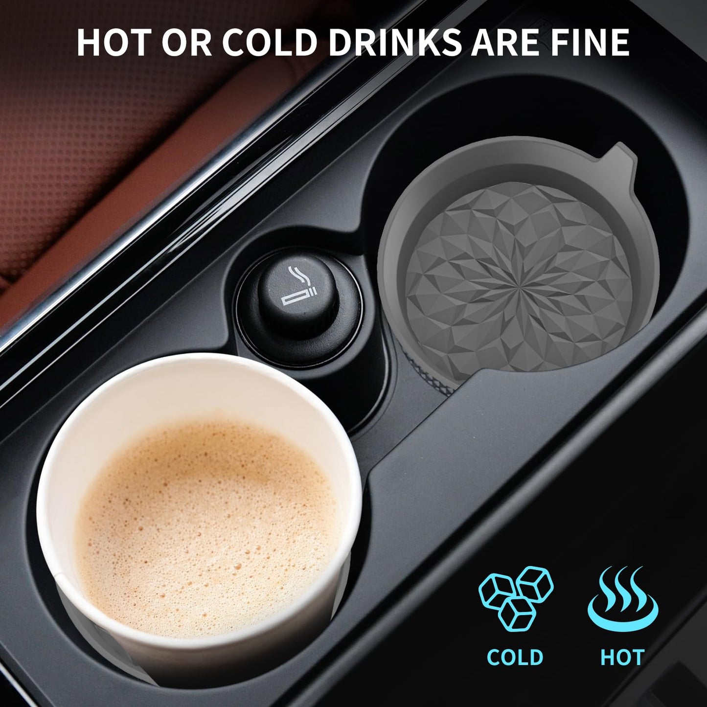 ME.FAN Car Cup Coasters [4 Pack] Silicone Cars Coasters - Universal Non-Slip Recessed Interior Accessories - Cup Holder Inserts Deep Grey