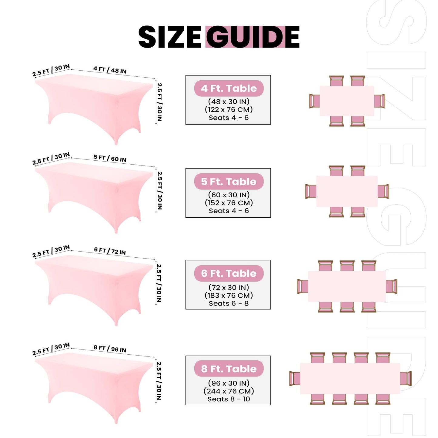 Utopia Kitchen Spandex Tablecloth 1 Pack [6FT, Pink] Tight, Fitted, Washable and Wrinkle Resistant Stretch Rectangular Patio Table Cover for Event, Wedding, Banquet & Parties [72Lx30Wx30H Inch]