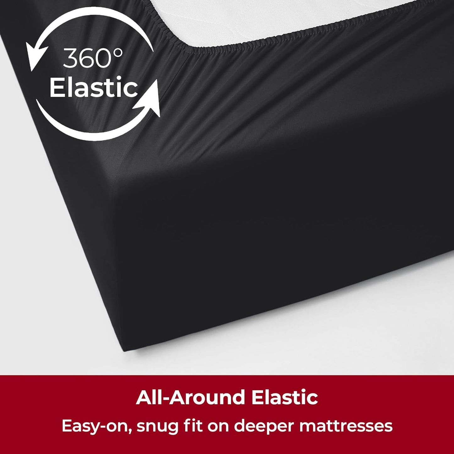 Mellanni Extra Deep Queen Sheets - Hotel Luxury Ultra Soft Cooling Bedding - Wrinkle & Fade Resistant (Queen, Black)