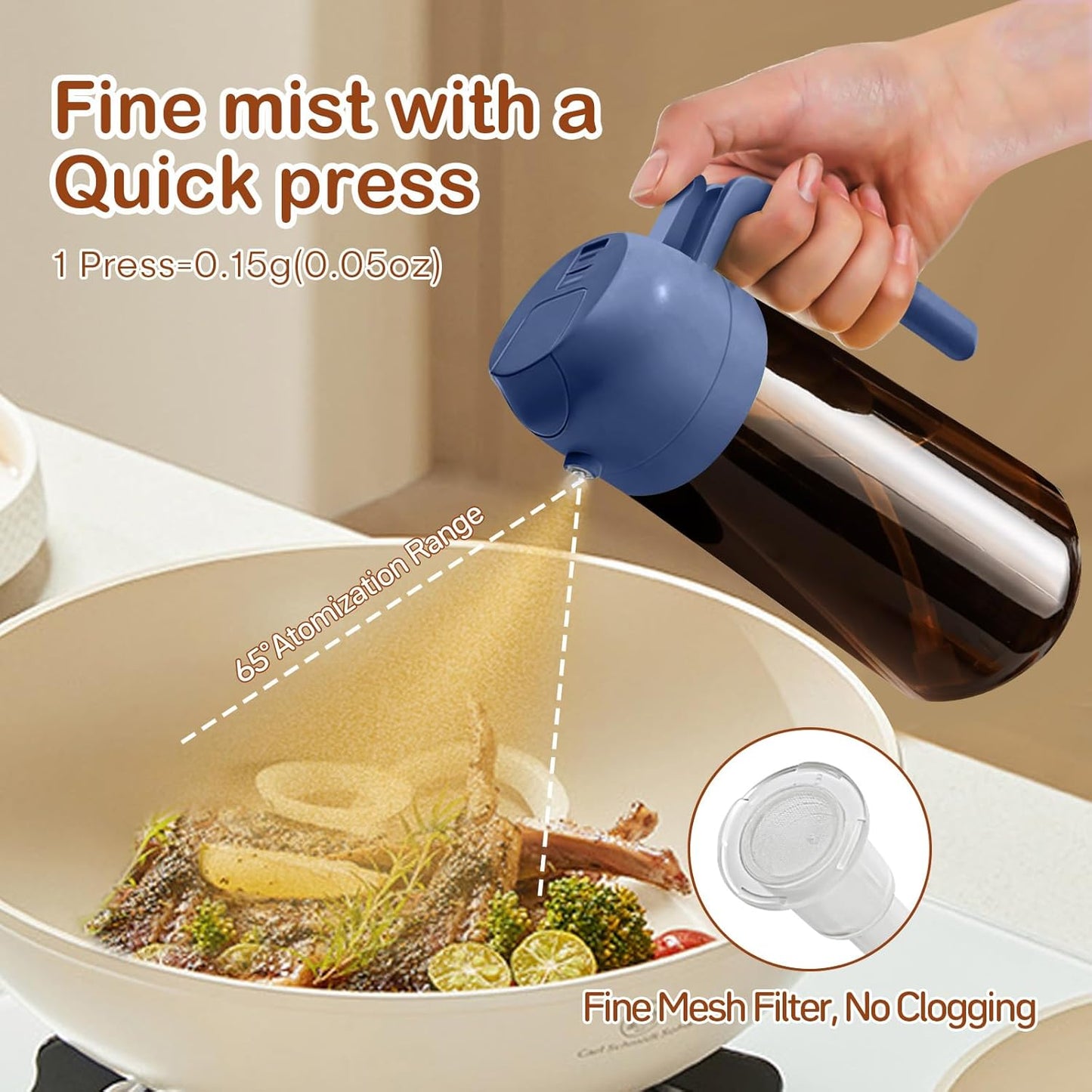 YARRAMATE 2Pcs Dark Brown Oil Sprayer - Food-Grade 2-in-1 Olive Oil Dispenser | 16oz for Cooking & BBQ