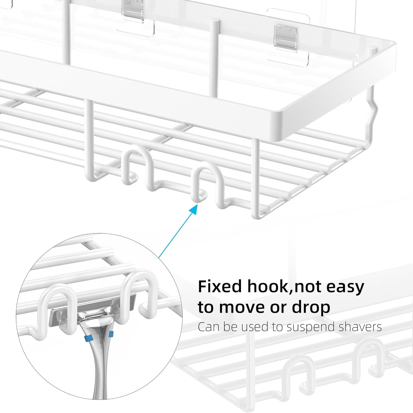 Moforoco Shower Caddy Basket - 3-Pack Rustproof Wall Shelves with Soap Holder | No Drilling, White