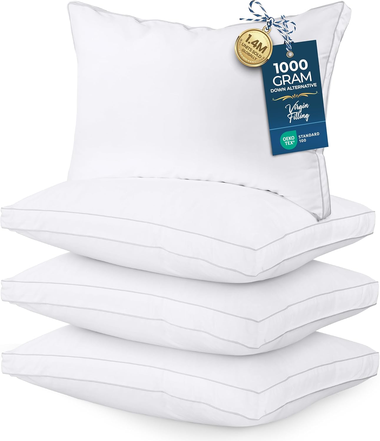 Utopia Bedding Queen Size Bed Pillows - Soft & Fluffy Down Alternative | Set of 4, Cooling Gusseted Design
