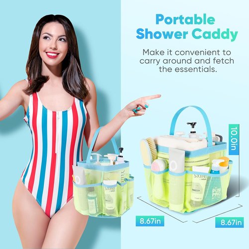 EUDELE Mesh Shower Caddy - Portable 8-Pocket Design for Quick Drying | Ideal for Beach, Gym & Travel