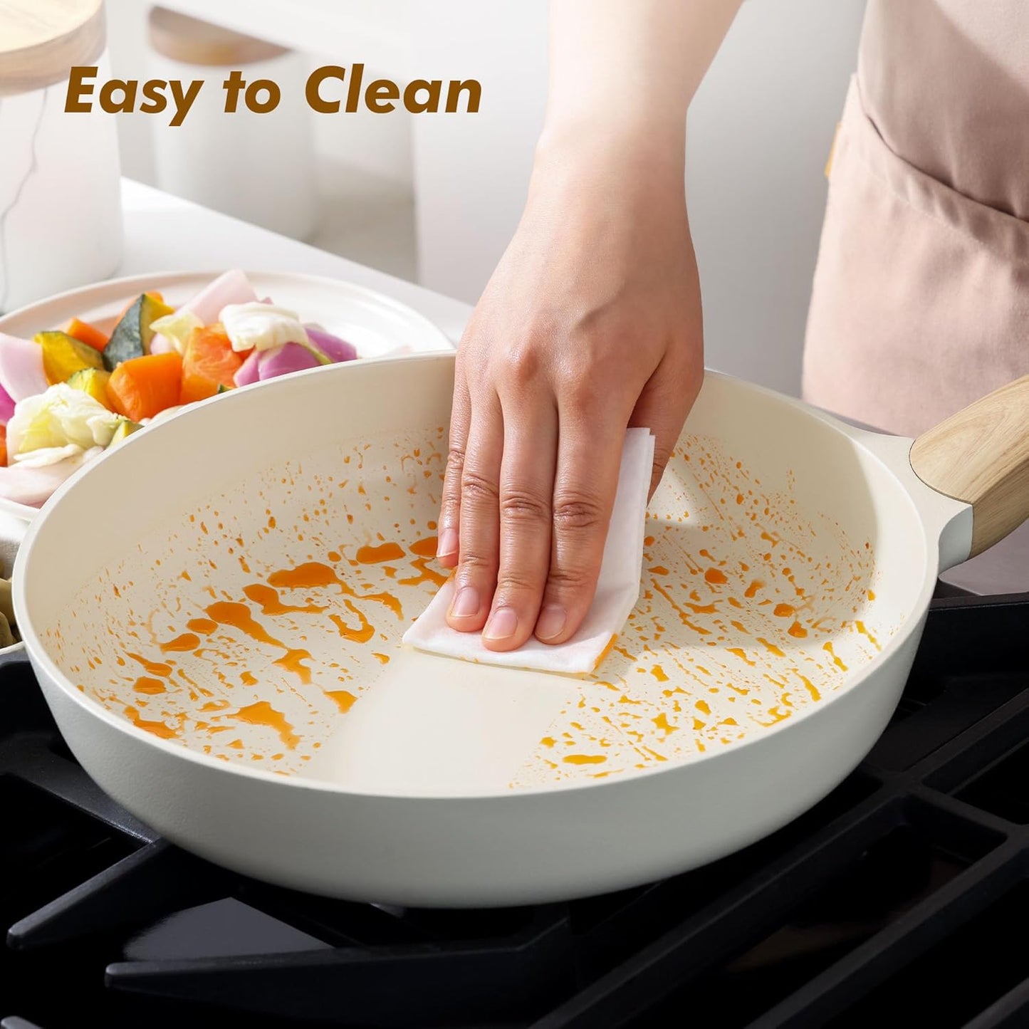 SENSARTE Ceramic Nonstick Frying Pan - Non-Toxic Omelet Skillet | 8/9.5/11/12.5 Inch, Induction Compatible, White