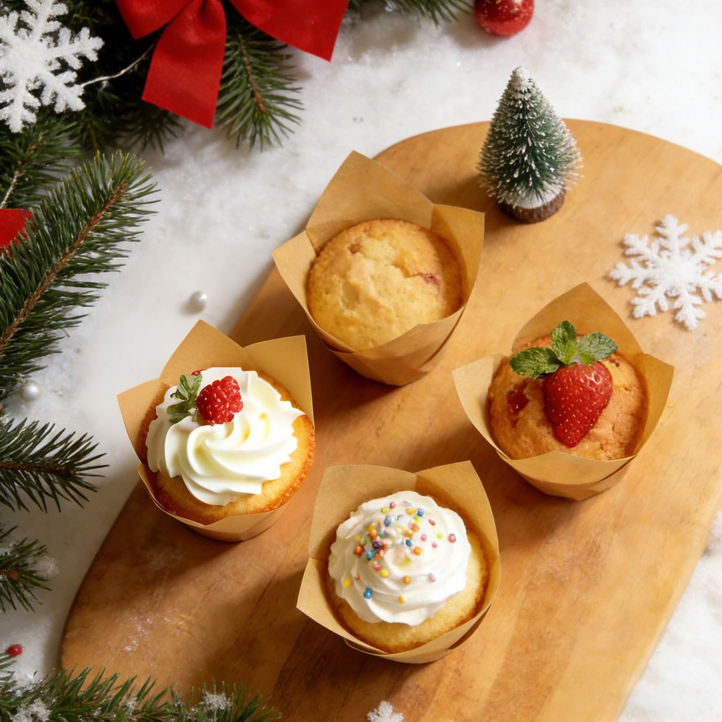 250Pcs Tulip Cupcake Liners,Parchment Paper Cupcake Liners,Muffin Liner for Baking in Standard Size,Cupcake Liner Paper for Party,Weeding,Birthday, Christmas,Valentines (Natural)