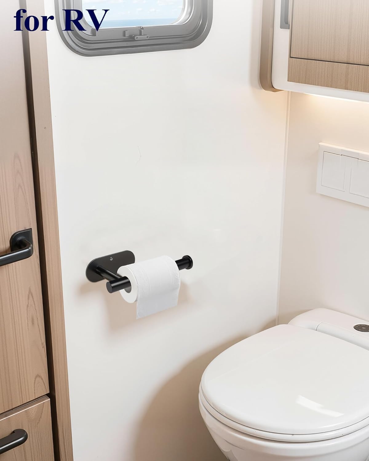 Kitsure Toilet Paper Holder - Premium Waterproof Stainless Steel Wall-Mount | Ideal for Bathroom, Black, 6.5" L