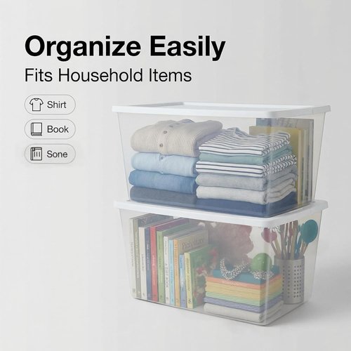 Clear Plastic Storage Bins by [Brand Name] - 90 Quart Stackable Organizer for Home & Office