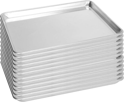 Half Size Baking Sheet Pan - Durable Aluminum Cookie Sheet | 12 Pack, Anti-Stick 18”x 13”