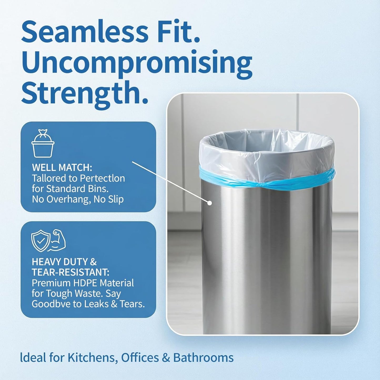 Skiennix 4 Gallon Trash Bags - Thick Drawstring White Plastic Garbage Liners for Home & Office