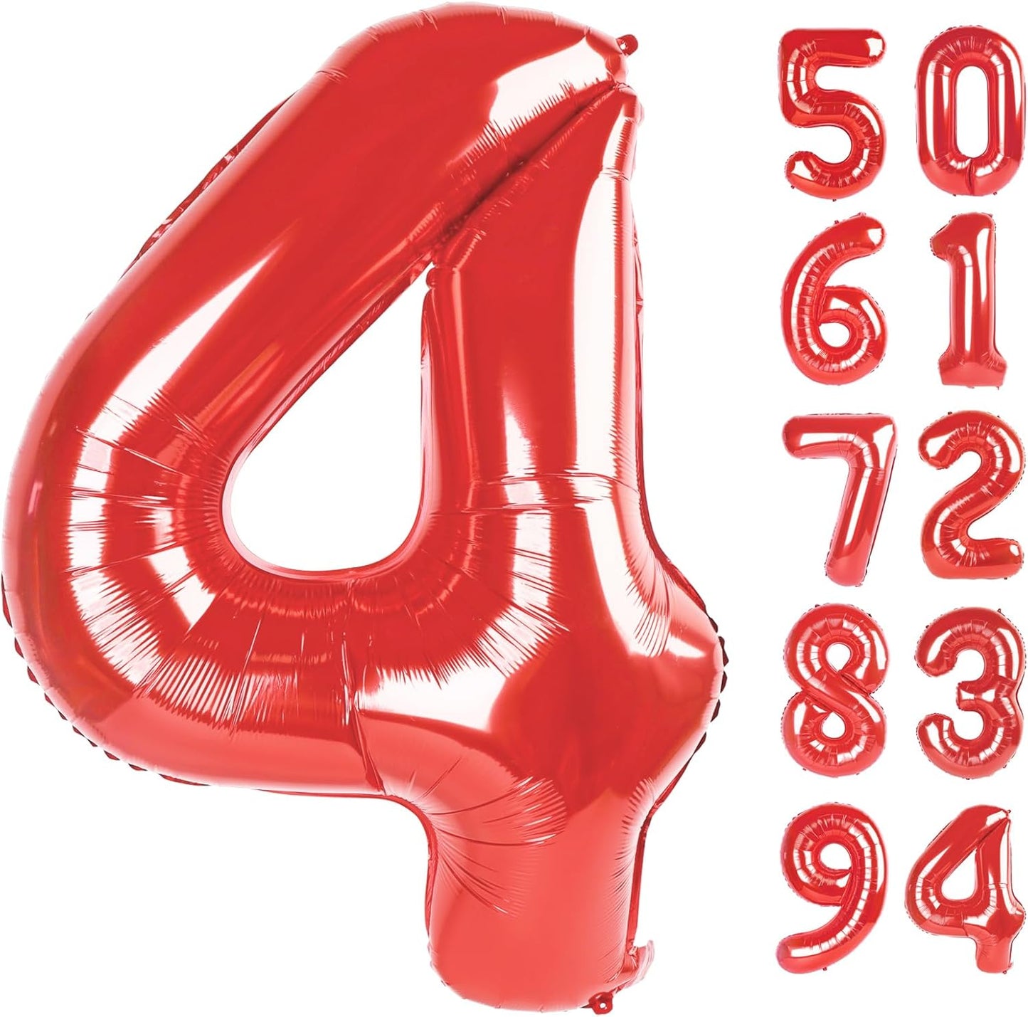 Number 4 Balloon - 40 Inch Red Foil Balloon for 4th Birthday Party Decorations