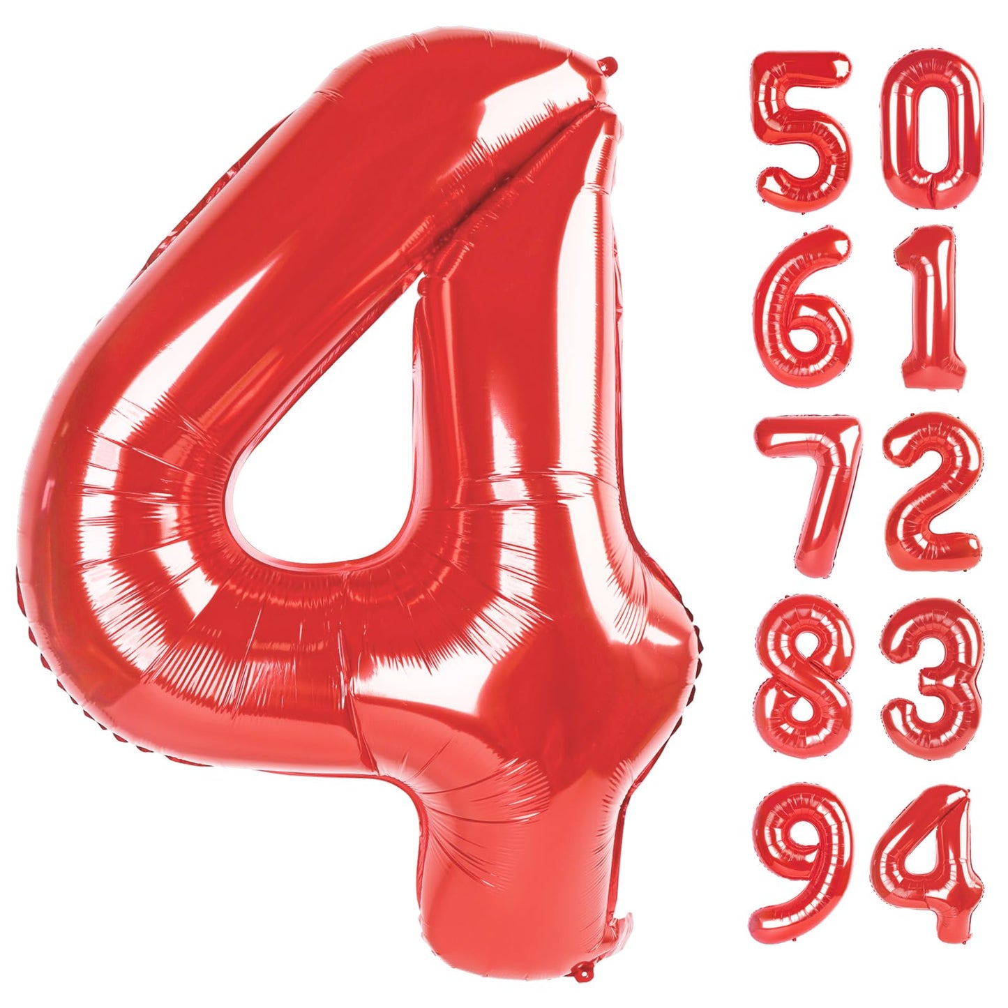 Red 4 Balloon, Number Balloon 40 Inch for 4th Red Party decorations, Four Large Numbers for Party Decor, Number 4 Balloon