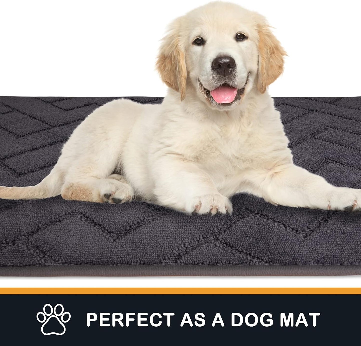 PURRUGS Dirt Trapping Door Mat - Non-Slip, Machine Washable, Super Absorbent Entry Rug | 20" x 31.5", Grey