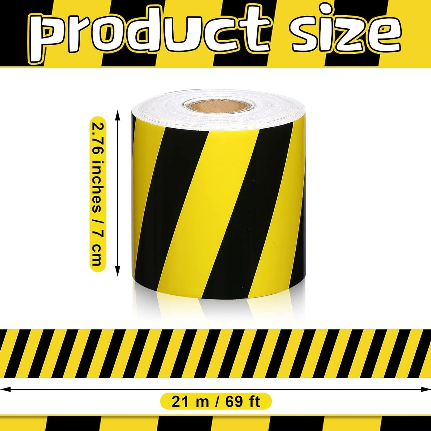 Outus Bulletin Board Borders - 68 Ft Construction Theme Decor with Yellow Stripes for Classroom & Parties