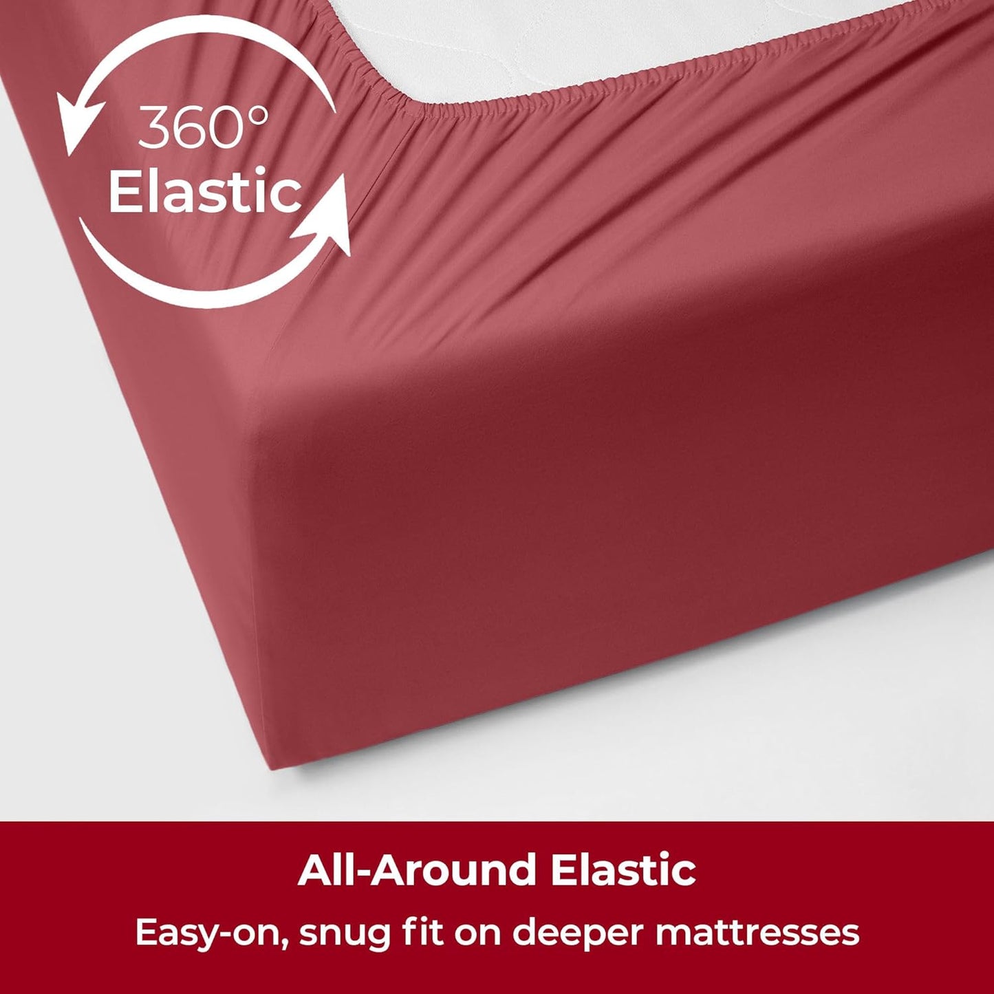 Mellanni Extra Deep Queen Sheets - Hotel Luxury, Ultra Soft & Cooling Bedding - Wrinkle & Stain Resistant (Queen, Brick Red)
