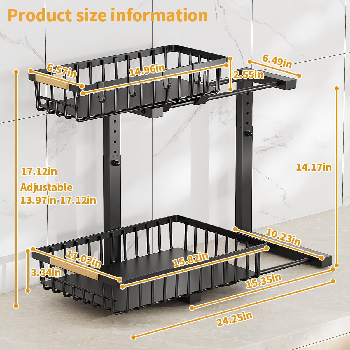 Under Sink Organizer by [Brand Name] - 2-Tier Metal Pull-Out Storage Solution | 2-Pack for Kitchen & Bathroom