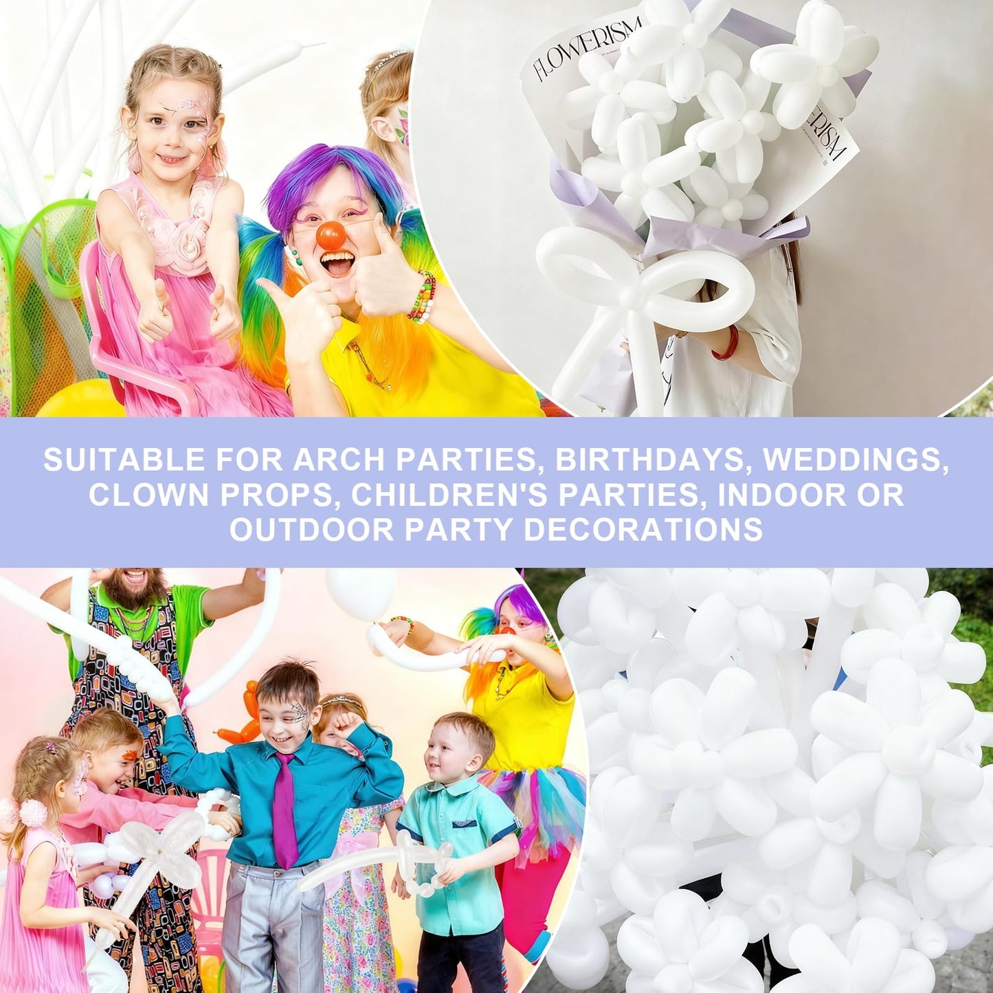 260 Balloons 100 PCS White - Premium Long Skinny Latex Balloons for Animal Twisting, Beginners, Weddings & Birthdays Party Decorations