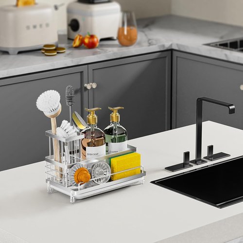 Cisily Stainless Steel Kitchen Sink Caddy - Rustproof Organizer & Non-Slip Sponge Holder | Essential Home Accessory