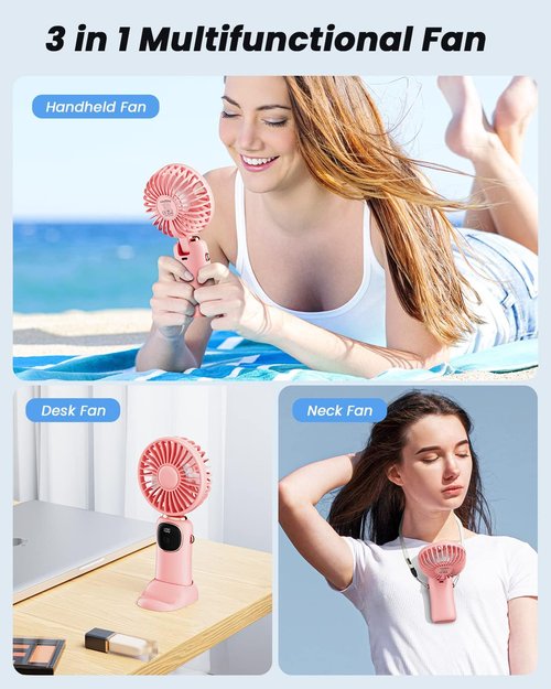 coldSky Portable Handheld Fan - 4000mAh Battery Operated | 3-in-1 Personal Fan with LED Display & 5 Speeds