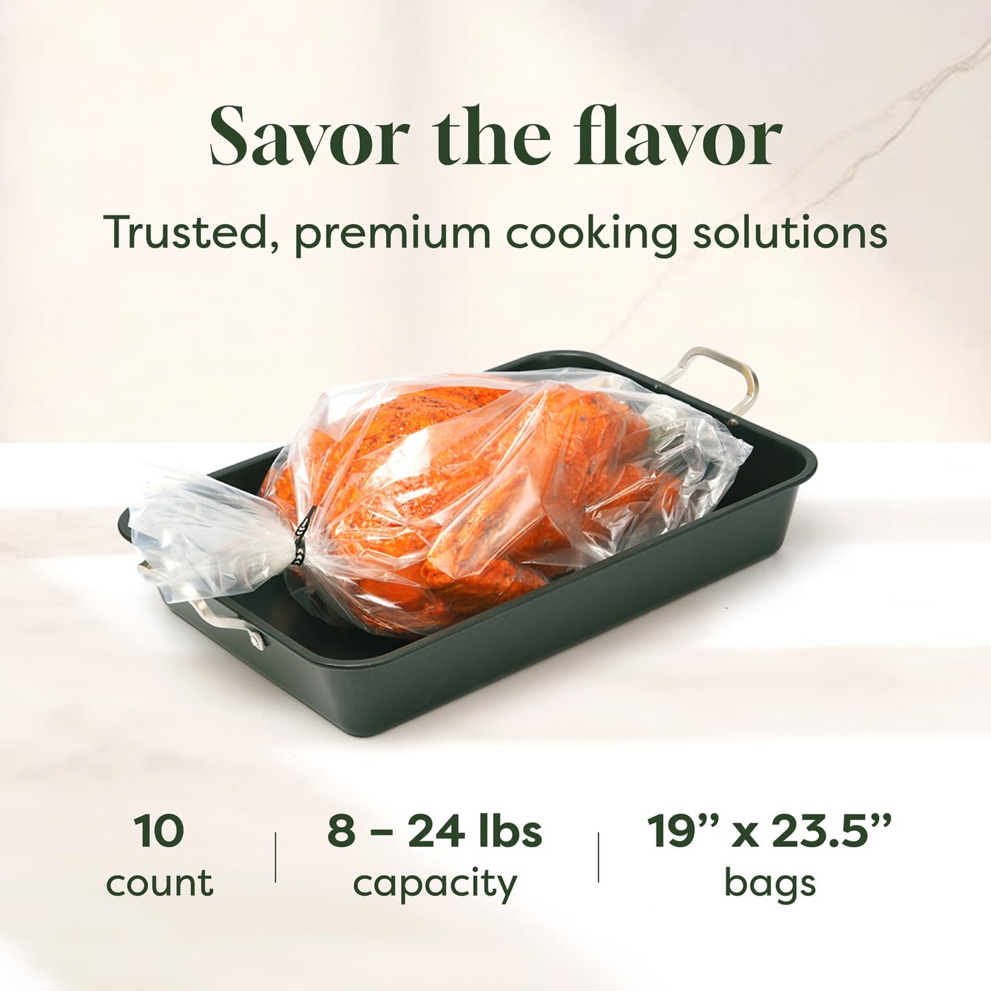 Oasier Multipurpose Turkey Oven Bags, Holds Up to 24 Pounds, 10 Count, Large Turkey Size 19" x 23.5", Oven Cooking Bags for Roasting, Baking, Preserving, Harvest Storage, Odor Proof