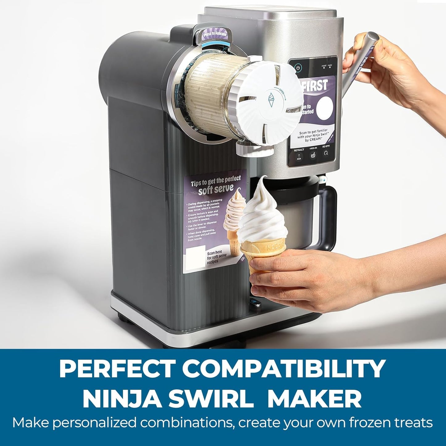Skiennix Swirl Ice Cream Makers - 4 Pack Pints with Lids | Compatible with Ninja NC700 Series, Dishwasher Safe