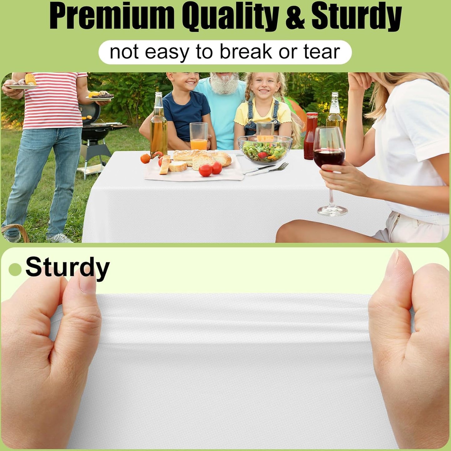 Smiry Disposable Table Cloth - Waterproof 54 x 108 Inch Rectangle Table Covers | 10 Pack, Sturdy & Leakproof, White