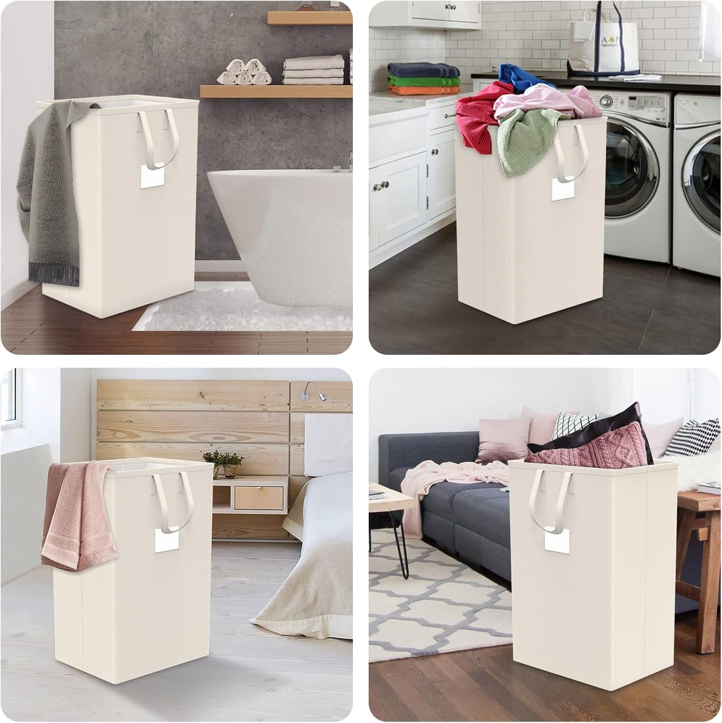 Regine Switzerland 75L Large Laundry Hamper - Waterproof & Freestanding | Ivory Color for Bedroom & Bathroom