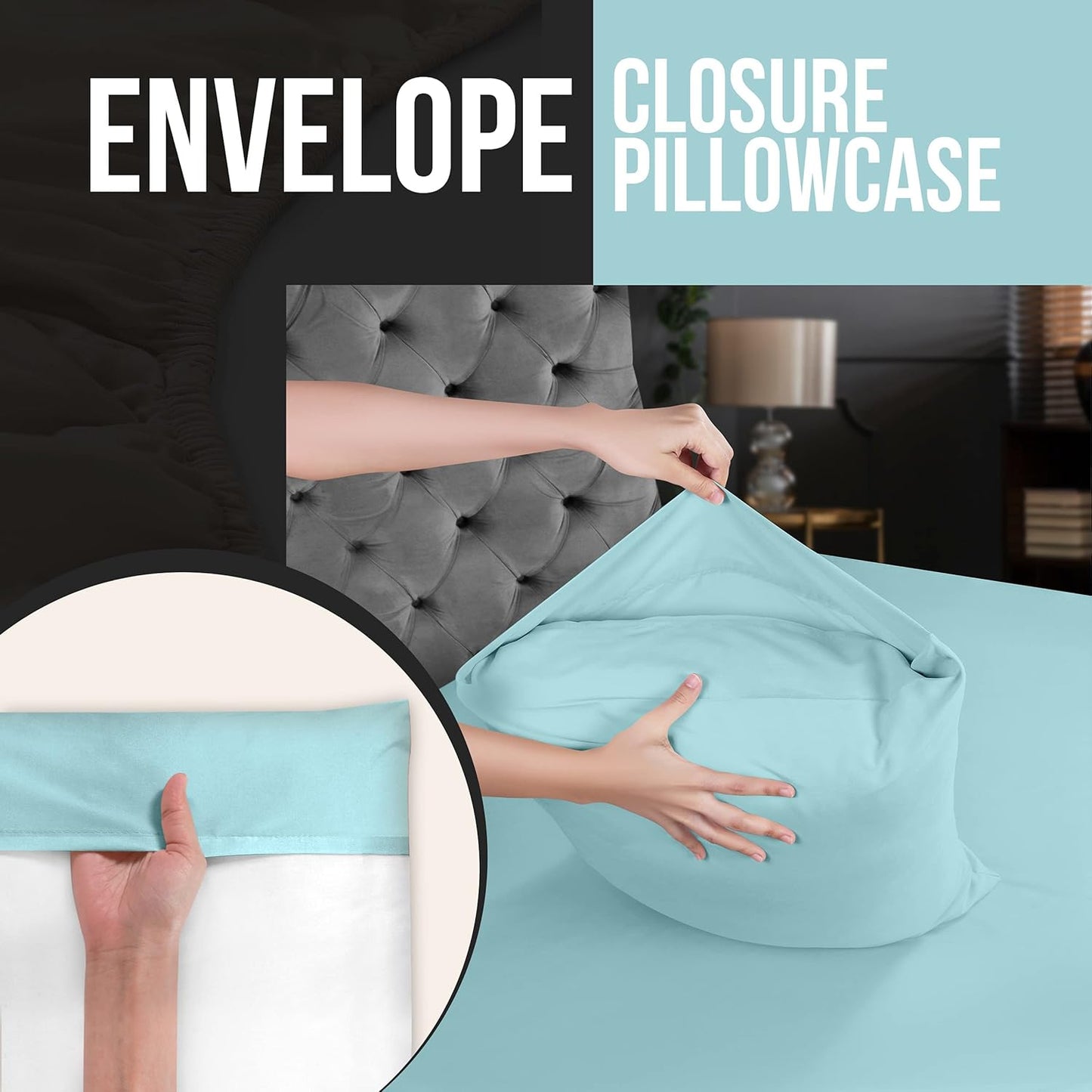Utopia Bedding Standard Pillow Cases - 4 Pack - Soft Brushed Microfiber | Fade Resistant 20 x 26 Inches (Spa Blue)