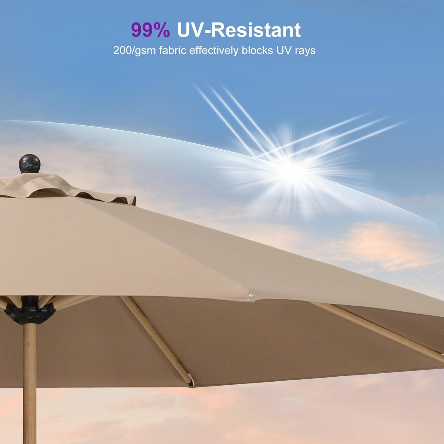 Purple Leaf 11 Feet Patio Umbrella - Durable Aluminum Market Umbrella with Crank & 8 Ribs | Taupe