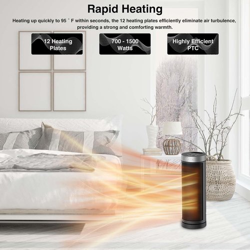 Ceramic Space Heater - Portable Indoor Heater with Remote Control | Three Heating Modes & Safety Features