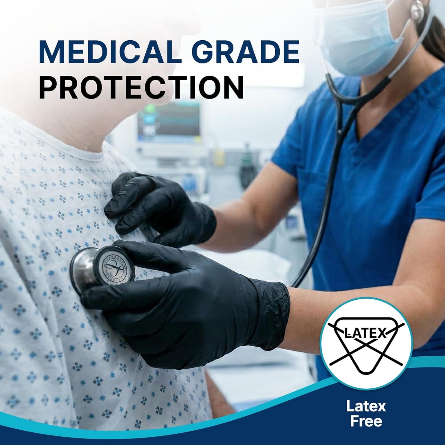 Schneider Nitrile Exam Gloves - 4 Mil Black Disposable, Latex-Free & Powder-Free for Food Safety