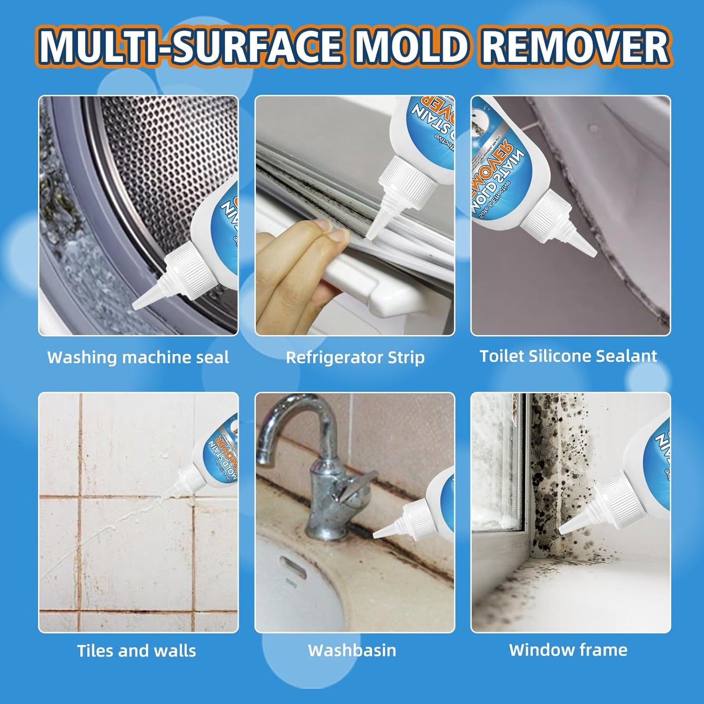 Skiennix Home Mold Stain Remover Gel - No Scrub Cleaner for Washing Machine & Bathroom Tile Grout