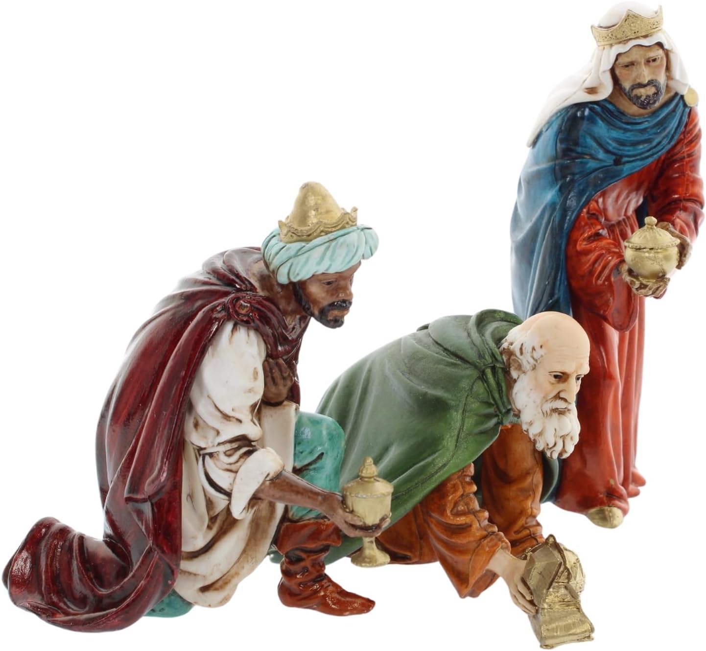 Three Wise Men for Nativity Scene of 5 Inch Scale 1:15 - Unbreakable Nativity Figures - 18th Century Style, Hand-Finished Painting, Official Product, Made in Italy, Sculptor M. Landi