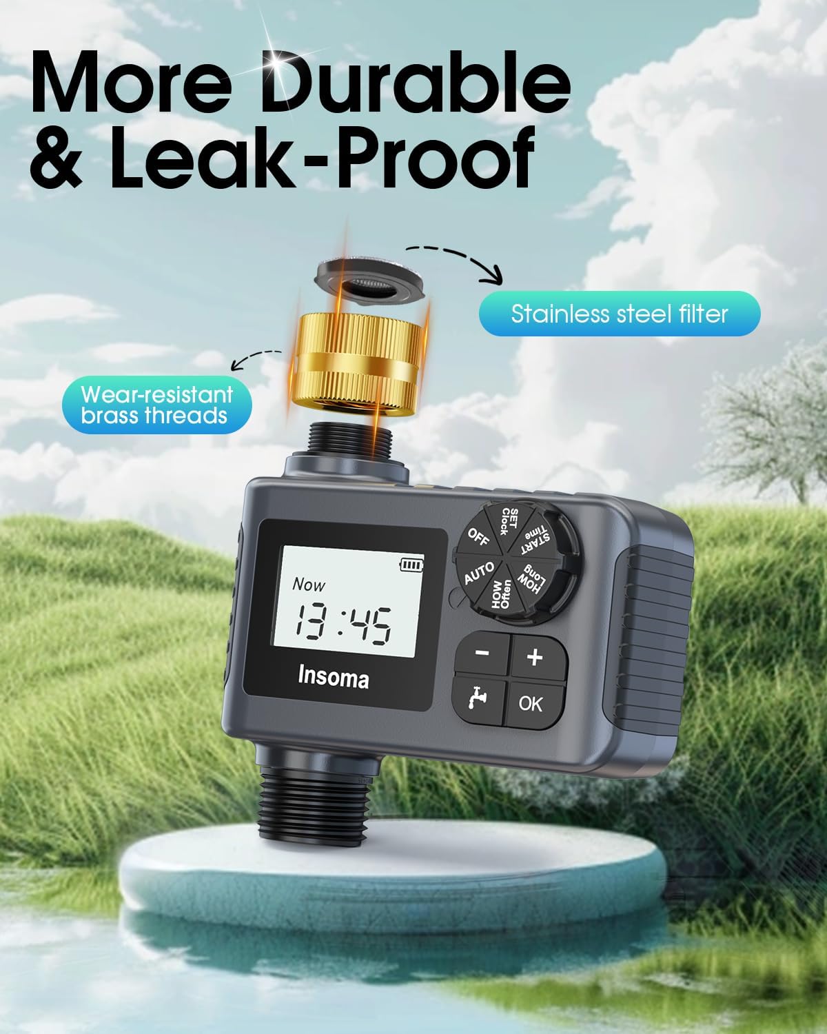Water Timer - 2-Pack Automatic Garden Hose Irrigation System with Rain Delay & Manual Mode