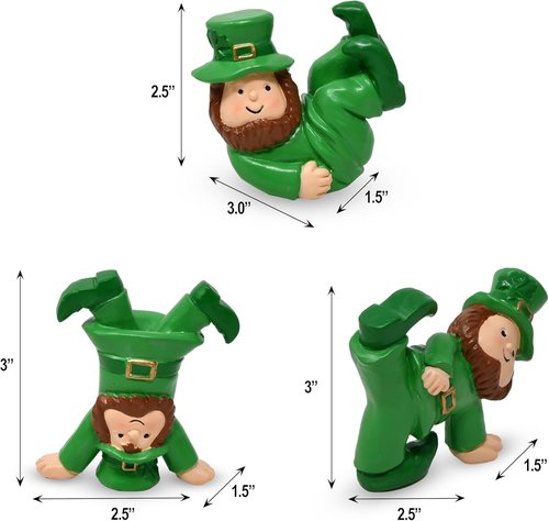 Gift Boutique St. Patrick's Leprechaun Figurines - Set of 3 Mini Irish Resin Decor for Home & Garden