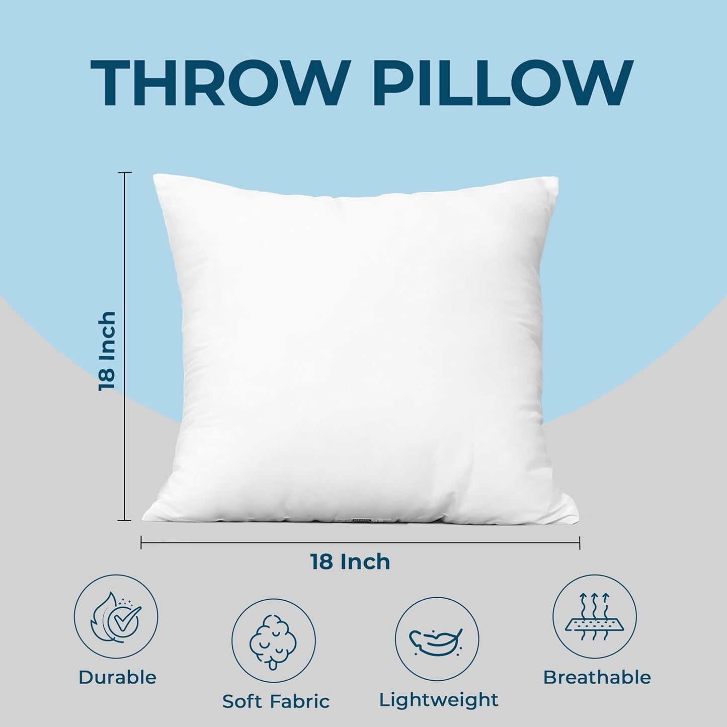 Utopia Bedding Throw Pillows - Set of 4 Fluffy 18 x 18 Inch Down Alternative Pillows for Bed & Sofa