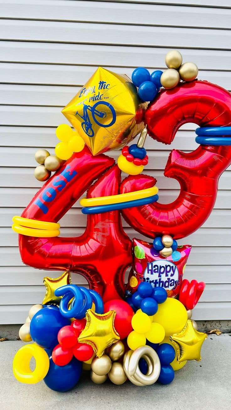 Red 3 Balloon, Number Balloon 40 Inch, 3rd Three Year Old Birthday Deco for Red Party Decorations, Number 3 Balloon