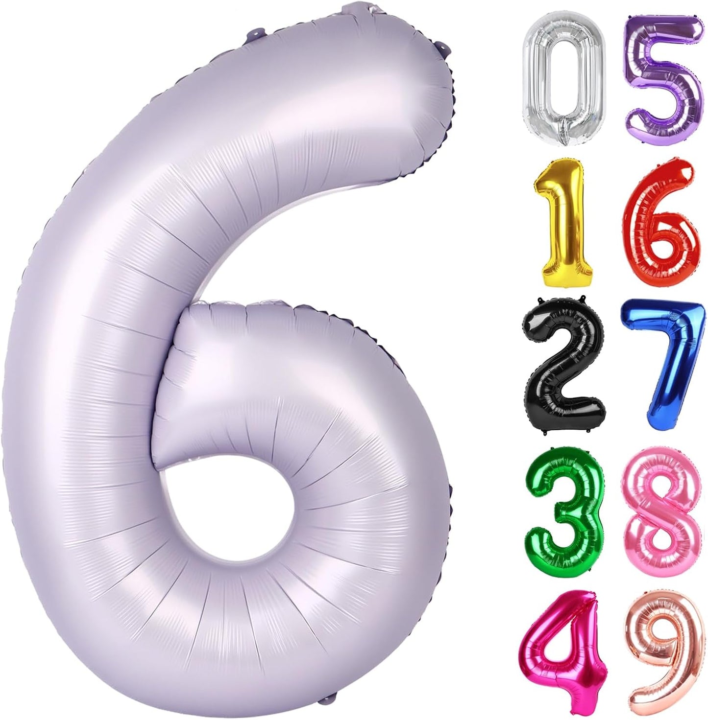 Lilac Number 6 Balloon - 40 Inch Giant Foil Balloon for 6th Birthday Party Decorations