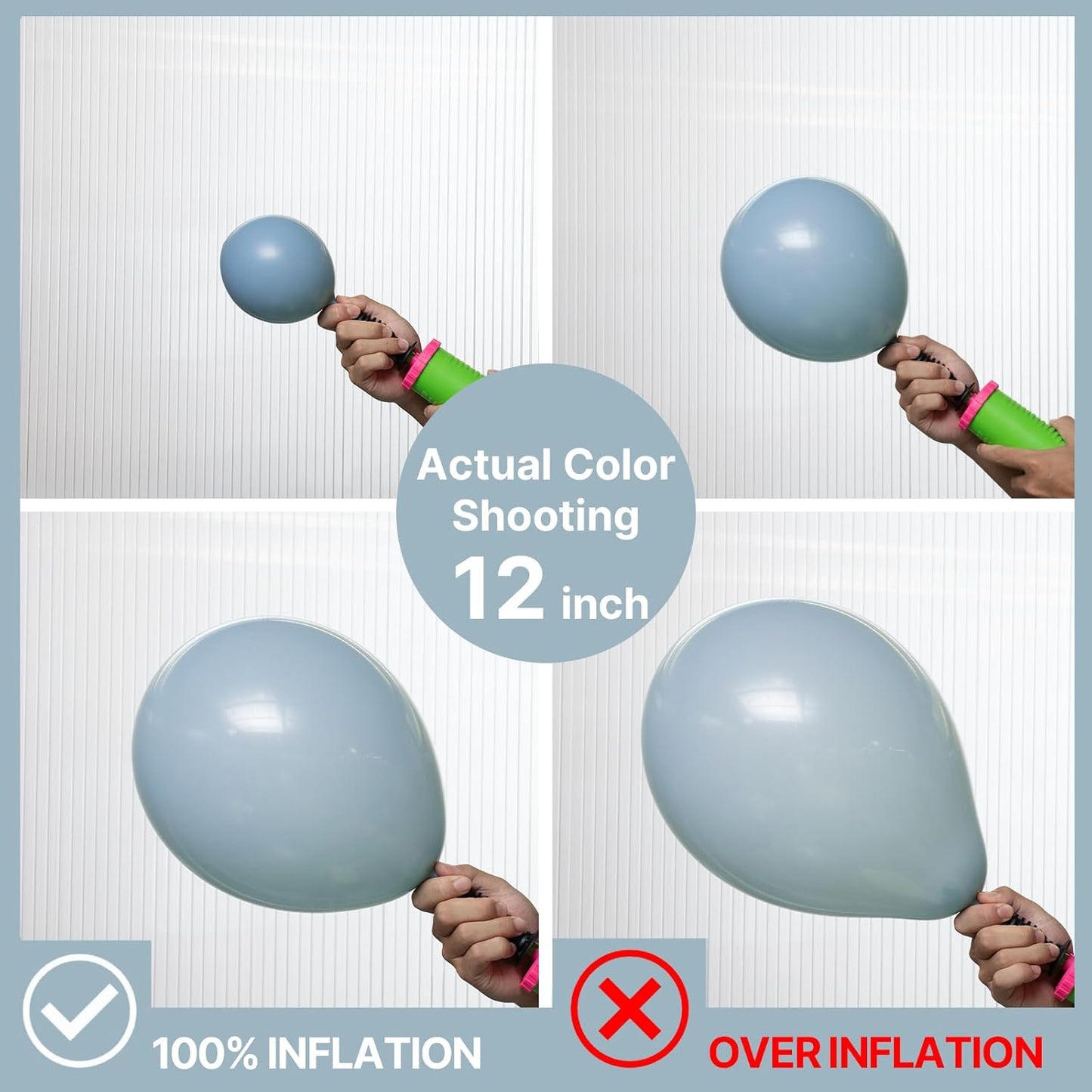 PartyWoo Dusty Blue Balloons - 101pcs 12-Inch Light Blue Aqua Latex Helium Balloons for Weddings & Celebrations