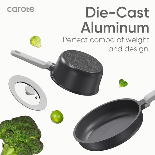 CAROTE Pots and Pans Set Non Stick, Premium Cooking Sets, Kitchen Cookwares, Induction Cookware Set, Pot and Pan, Kitchen Essentials, 11pcs