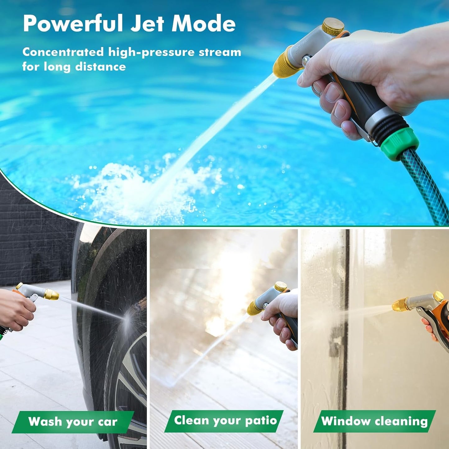 RESTMO Heavy Duty Metal Hose Nozzle - High Pressure Adjustable Spray for Garden, Car, and Patio | Orange