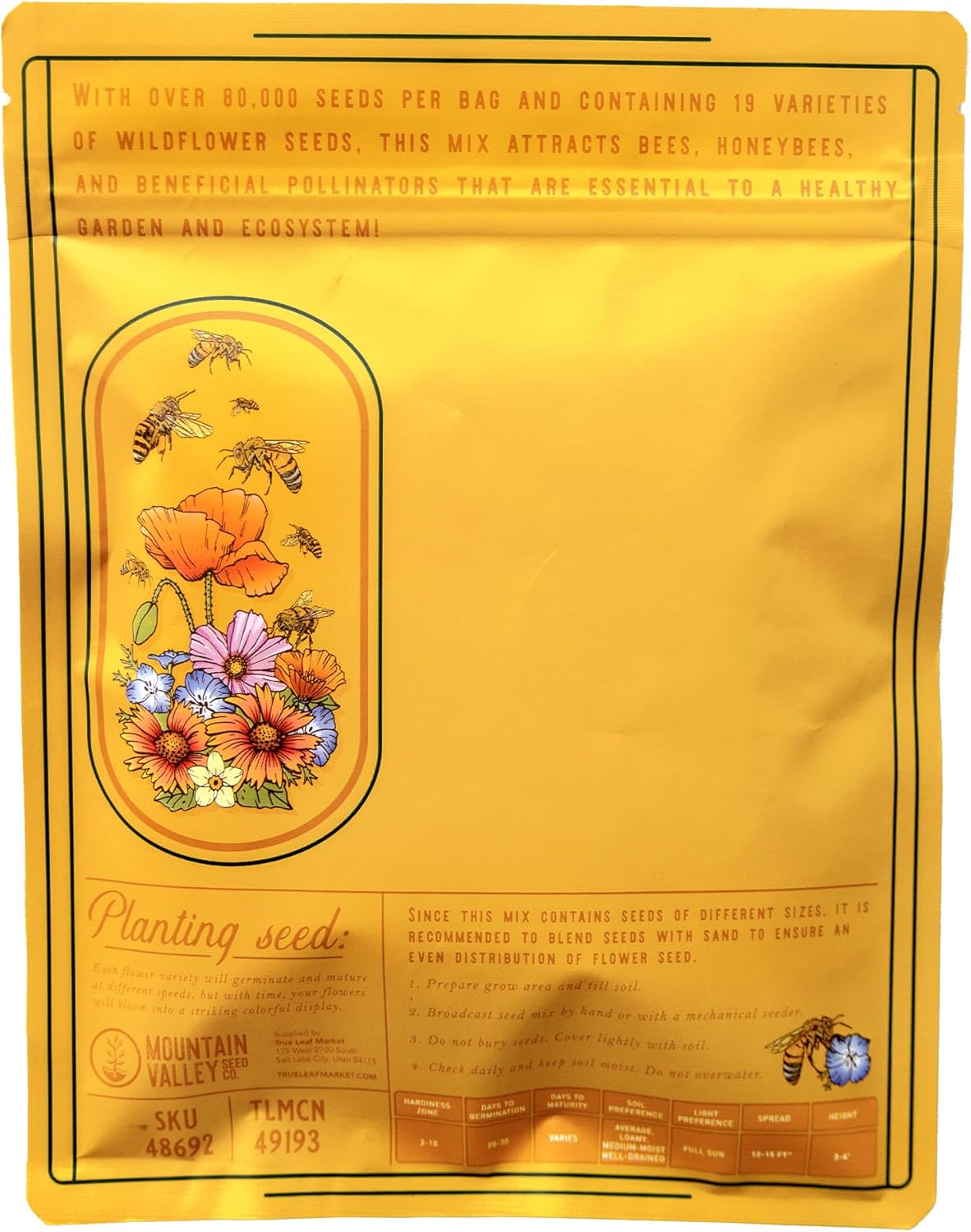 Wildflower Seeds | Save The Bees Mix - 80,000+ Non-GMO Seeds in 2 Oz. for Pollinator-Friendly Planting